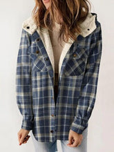 Load image into Gallery viewer, Plaid Snap Down Plush Hooded Jacket Soft &amp; Warm Women Outerwear Cozy And Comfortable Jacket
