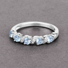 Load image into Gallery viewer, 0.54 Carat Genuine Aquamarine and White Topaz .925 Sterling Silver Ring
