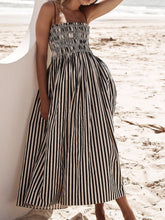 Load image into Gallery viewer, Black White Striped Square Neck Cami Dress Elegant Summer Dress for Women Charming Design Dress
