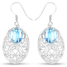 Load image into Gallery viewer, 10.72 Carat Genuine Blue Topaz .925 Sterling Silver Earrings
