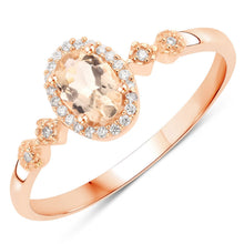 Load image into Gallery viewer, 0.48 Carat Genuine Morganite and White Diamond 10K Rose Gold Ring
