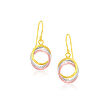 Load image into Gallery viewer, 14k Tri-Color Gold Open Entwined Ring Earrings
