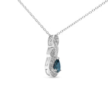 Load image into Gallery viewer, .925 Sterling Silver 6x4mm Pear Sapphire and Diamond Accent Infinity Drop 18" Pendant Necklace (H-I Color, SI1-SI2 Clarity)
