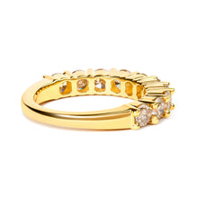 Load image into Gallery viewer, 14K Yellow Gold Plated .925 Sterling Silver 2.0 Cttw Round Brilliant Cut Diamond 10 Stone Anniversary Band Ring (J-K Color, I1-I2 Clarity) - Size 6
