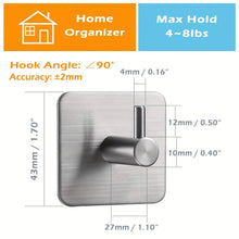 Load image into Gallery viewer, 4-Pack Heavy Duty Stick Hooks – Stainless Steel, Waterproof, Wall Mount
