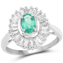 将图片加载到图库查看器，2.16 Carat Genuine Zambian Emerald and White Topaz .925 Sterling Silver Ring
