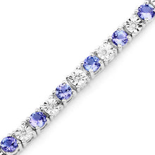 Load image into Gallery viewer, 5.44 Carat Genuine Tanzanite and White Diamond .925 Sterling Silver Bracelet
