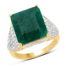 Load image into Gallery viewer, 8.70 Carat Dyed Emerald and White Topaz .925 Sterling Silver Ring
