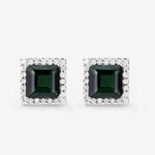 Load image into Gallery viewer, 1.55 Carat Genuine Green Tourmaline and White Diamond 14K White Gold Earrings
