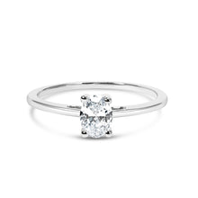 将图片加载到图库查看器，14K White Gold 1/2 Cttw Oval Lab Grown Diamond 4 Prong Solitaire Engagement Ring (F-G Color, VS2-SI1 Clarity) - Size 7
