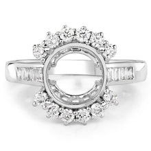 将图片加载到图库查看器，0.58 Carat Genuine White Diamond 14K White Gold Semi Mount Ring - holds 9.00mm Round Gemstone
