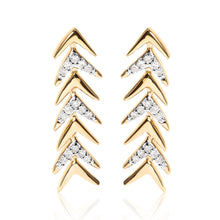 Load image into Gallery viewer, 18K Yellow Gold Plated .925 Sterling Silver 1/5 Cttw Diamond Chevron Arrow Stud Earring (I-J Color, I2-I3 Clarity)
