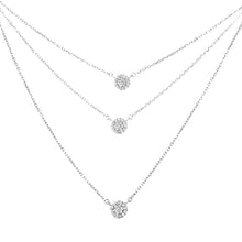 将图片加载到图库查看器，.925 Sterling Silver 1/2 Cttw Round Diamond Medallion Multi-Strand Tri Pendant 18" Necklace (H-I Color, I2-I3 Clarity)
