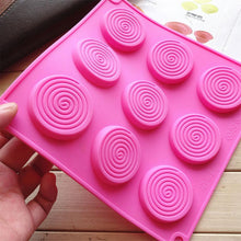 Load image into Gallery viewer, 9 Holes 3D Chocolate Mold Big Textured Fondant Silicone Insert Mould Cookie Cake Mold Decoration Cake Chocolate Tools Shape Silicone Round Mold Cake Decorating Tools
