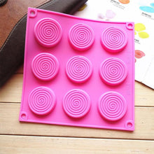 Load image into Gallery viewer, 9 Holes 3D Chocolate Mold Big Textured Fondant Silicone Insert Mould Cookie Cake Mold Decoration Cake Chocolate Tools Shape Silicone Round Mold Cake Decorating Tools
