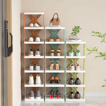 Load image into Gallery viewer, 9-Tier Narrow Entryway Shoe Rack Plastic Vertical Shoe Organizer
