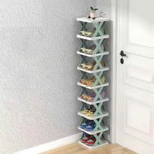 Load image into Gallery viewer, 9-Tier Narrow Entryway Shoe Rack Plastic Vertical Shoe Organizer
