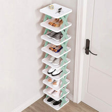 Load image into Gallery viewer, 9-Tier Narrow Entryway Shoe Rack Plastic Vertical Shoe Organizer

