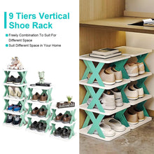 Load image into Gallery viewer, 9-Tier Narrow Entryway Shoe Rack Plastic Vertical Shoe Organizer
