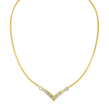 Load image into Gallery viewer, 10K Yellow and White Gold 1/2 Cttw Princess Cut Diamond Channel-Set â€œVâ€ Shape 18" Franco Chain Necklace (H-I Color, SI2-I1 Clarity)
