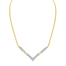 Load image into Gallery viewer, 14K Yellow and White Gold 2.0 Cttw Princess Cut Diamond Flared and X-Station V Shaped 18â€ Franco Chain Statement Necklace (H-I Color, SI2-I1 Clarity)
