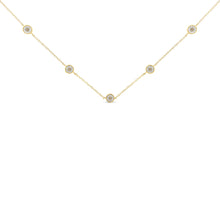 将图片加载到图库查看器，Yellow Color Plated Sterling Silver Diamond Station Necklace (1/2 cttw, K-L Color, I2-I3 Clarity)
