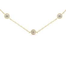 将图片加载到图库查看器，Yellow Color Plated Sterling Silver Diamond Station Necklace (1/2 cttw, K-L Color, I2-I3 Clarity)
