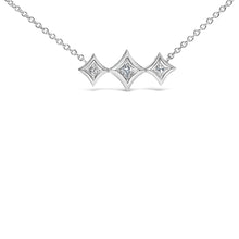 Load image into Gallery viewer, 10K White Gold Bezel Set Princess Diamond 3 Stone Kite Shape and Station Necklace (H-I Color, SI2-I1 Clarity) - 18" Inches
