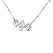 Load image into Gallery viewer, 10K White Gold Bezel Set Princess Diamond 3 Stone Kite Shape and Station Necklace (H-I Color, SI2-I1 Clarity) - 18" Inches
