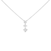 Load image into Gallery viewer, 10K White Gold 1/5 Cttw Princess Cut Diamond 3 Stone Drop 18" Pendant Necklace (H-I Color, SI2-I1 Clarity)
