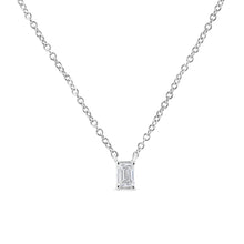 Load image into Gallery viewer, 14K White Gold 1/3 Cttw Emerald Shape Solitaire Diamond 18" Pendant Necklace (G-H Color, VS2-SI1 Clarity)
