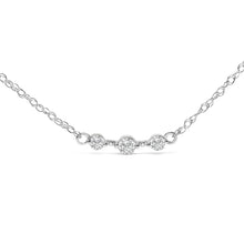 Load image into Gallery viewer, Sterling Silver 1/5 Cttw Lab Grown Diamond 3 Stone Station Necklace
