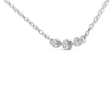 Load image into Gallery viewer, Sterling Silver 1/5 Cttw Lab Grown Diamond 3 Stone Station Necklace
