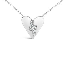 Load image into Gallery viewer, .925 Sterling Silver Diamond Broken Heart Pendant Necklace (H-I Color, I1-I2 Clarity) - 18" Inches
