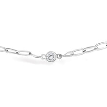 Load image into Gallery viewer, 14K White Gold 1/2 Cttw Diamond Bezel Station Paperclip Chain Necklace (H-I Color, SI1-SI2 Clarity) - 18"
