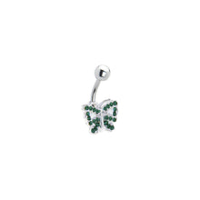 Load image into Gallery viewer, Emerald Green JEWELED BUTTERFLY Belly Ring

