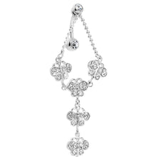 将图片加载到图库查看器，TOP DANGLE Crystalline PAVED GEM BUTTERFLY CHAIN Belly Ring
