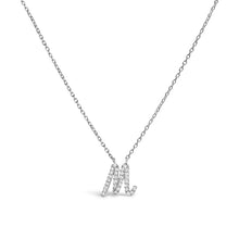 Load image into Gallery viewer, 10K White Gold Diamond Accent "A" Initial Script Style Pendant Necklace
