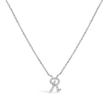 Load image into Gallery viewer, 10K White Gold Diamond Accent "A" Initial Script Style Pendant Necklace
