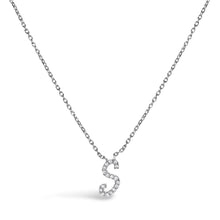 Load image into Gallery viewer, 10K White Gold Diamond Accent "A" Initial Script Style Pendant Necklace
