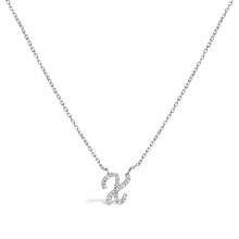 Load image into Gallery viewer, 10K White Gold Diamond Accent "A" Initial Script Style Pendant Necklace
