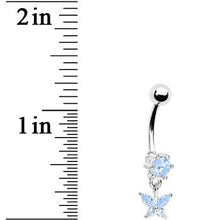 Load image into Gallery viewer, Solar Blue CUBIC ZIRCONIA BUTTERFLY DROP Belly Ring
