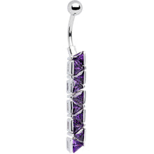将图片加载到图库查看器，Sterling Silver Amethyst TRIANGLE JEWEL DROP Dangle Belly Ring
