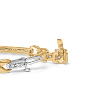 Load image into Gallery viewer, 10K Yellow Gold 1.00 Cttw Pave Set Diamond Bar and  X-Link 7" Bracelet (I-J Color, I3 Quality)
