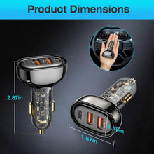 Load image into Gallery viewer, 90W 3 Ports Fast Car Charger USB and Type C
