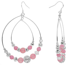 将图片加载到图库查看器，Pink Beaded Double Hoop Fashion Earrings
