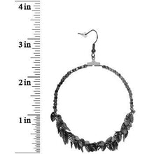 将图片加载到图库查看器，Hematite Tone Leaf Cluster Hoop Earrings
