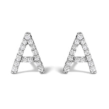 将图片加载到图库查看器，10K White Gold 1/10 Cttw Diamond Initial â€œAâ€ Stud Earring
