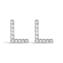 将图片加载到图库查看器，10K White Gold 1/10 Cttw Diamond Initial â€œAâ€ Stud Earring
