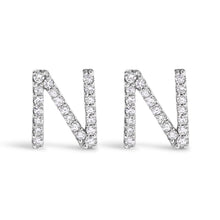 将图片加载到图库查看器，10K White Gold 1/10 Cttw Diamond Initial â€œAâ€ Stud Earring
